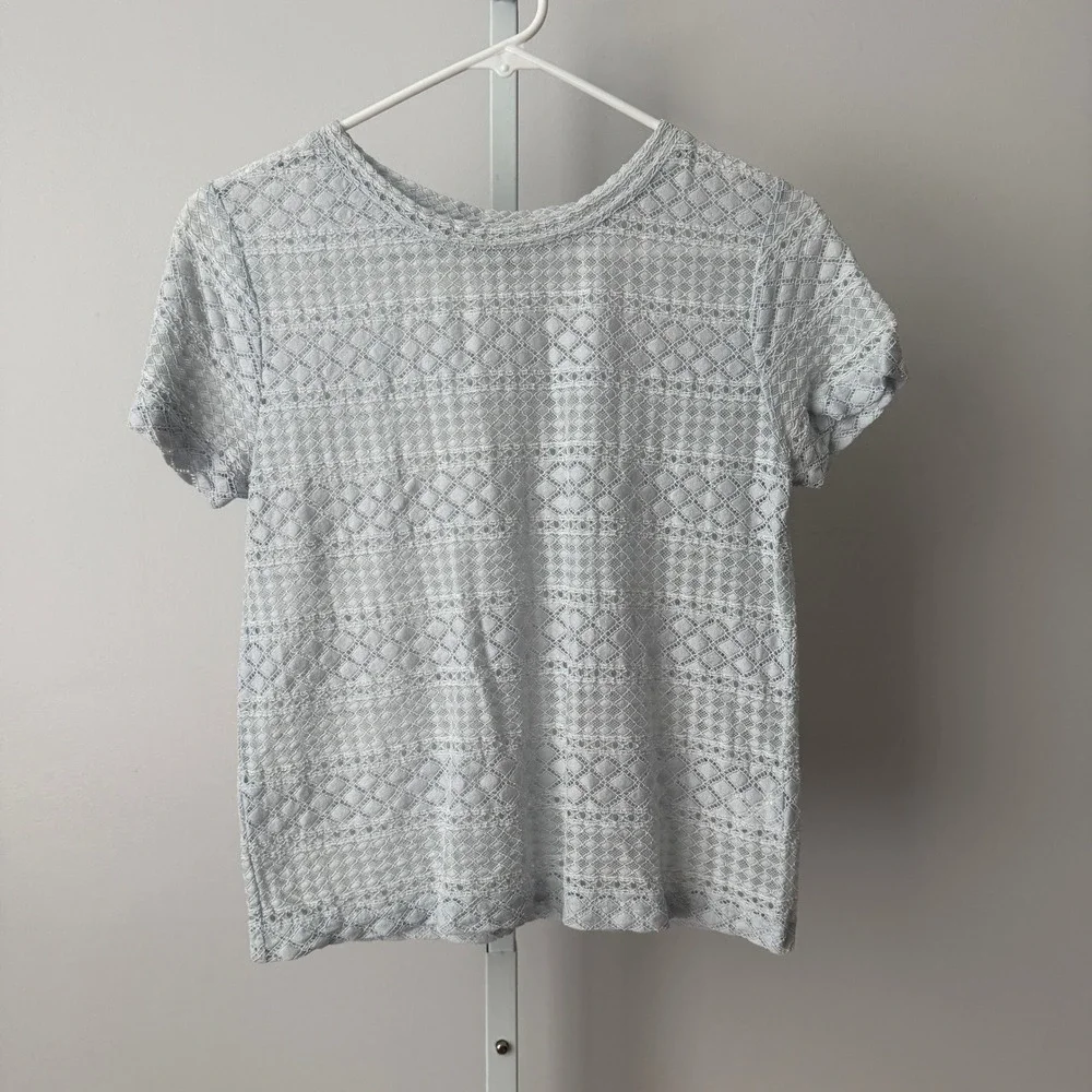 The Lady & the‎ Sailor 1 Light Blue Lace Top Tee Dainty Coquette Feminine